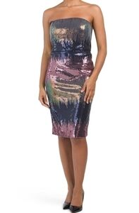 LAUNDRY by Shelli Segal Ombre Sequin Midi Cocktail or Holiday Dress